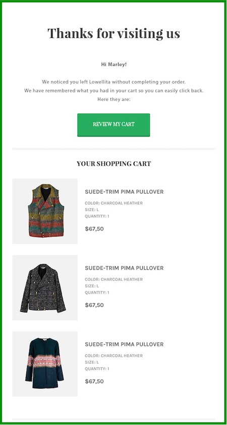 ecommerce remarketing email