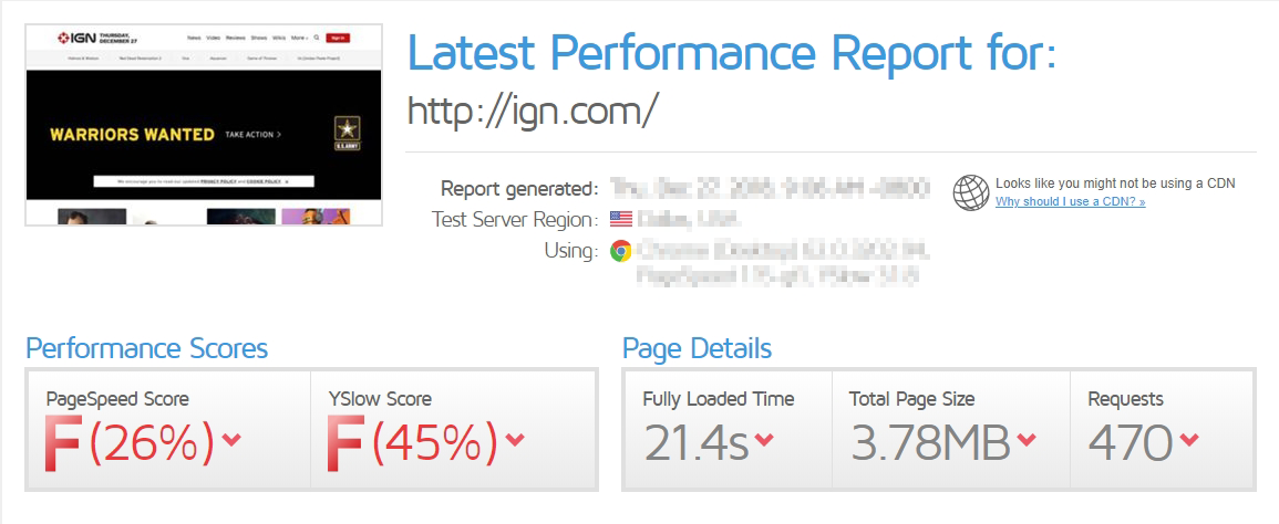 bad gtmetrix report