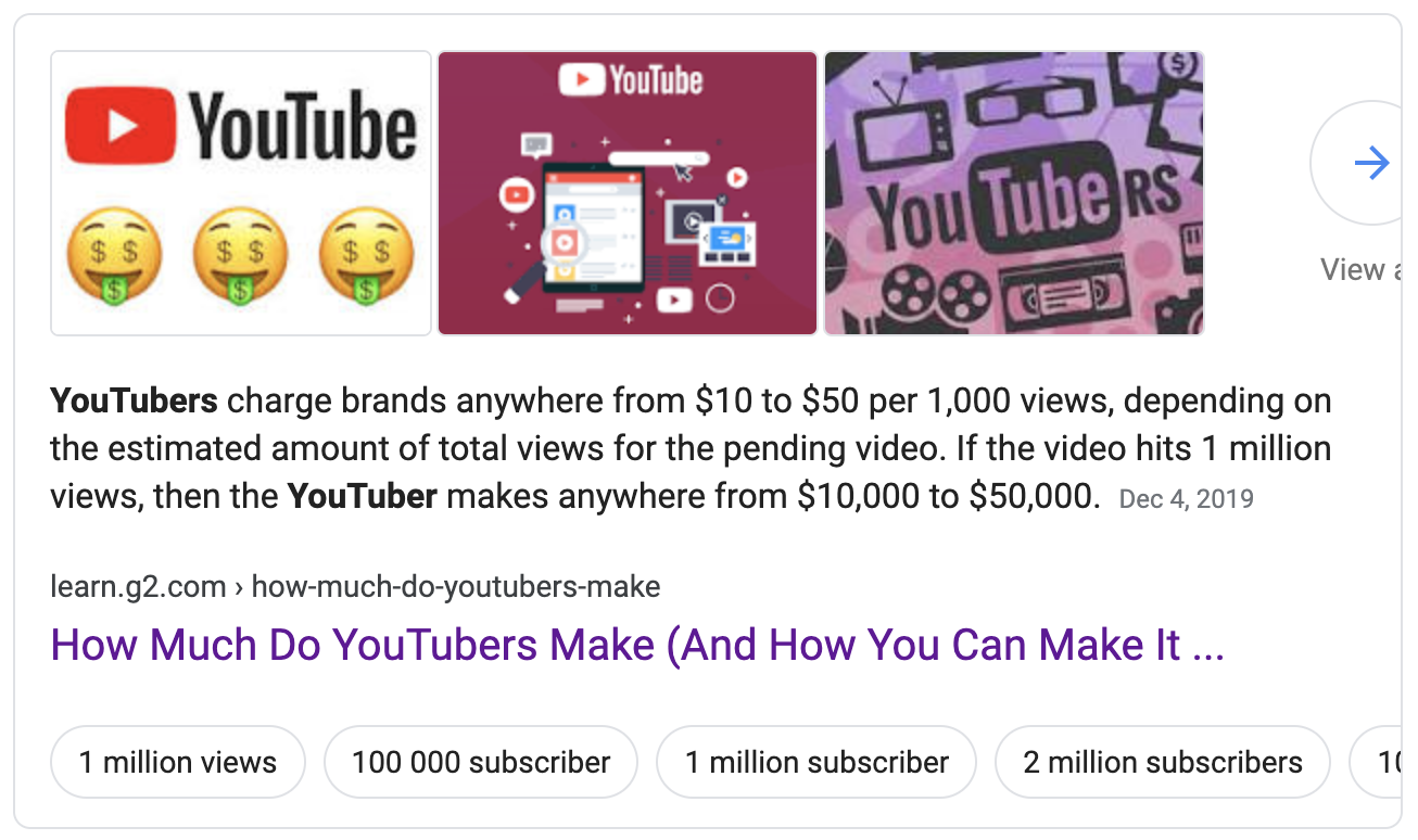 featured snippet examples